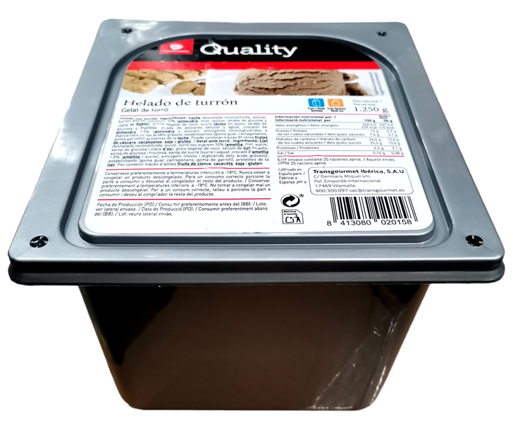 CONG HELADO CUBETA TURRON 2.5L/1.25KG.